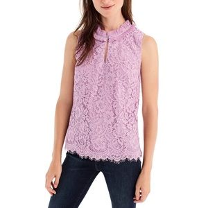 NWT J.Crew Lace Ruffle Neck Top In Vivid Lilac
